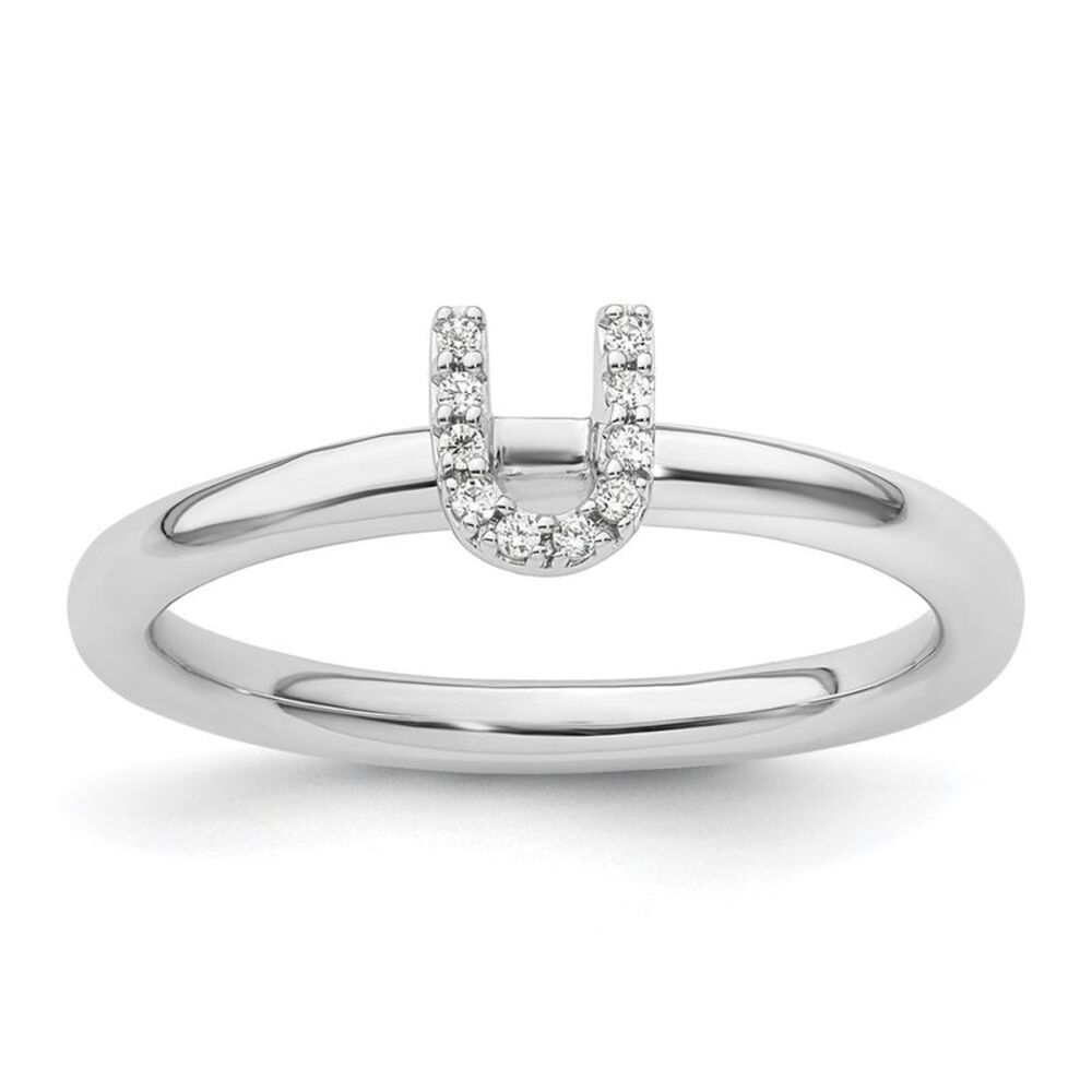 Kazi Luxury 14k White Gold Stackable Diamond Init… - image 1